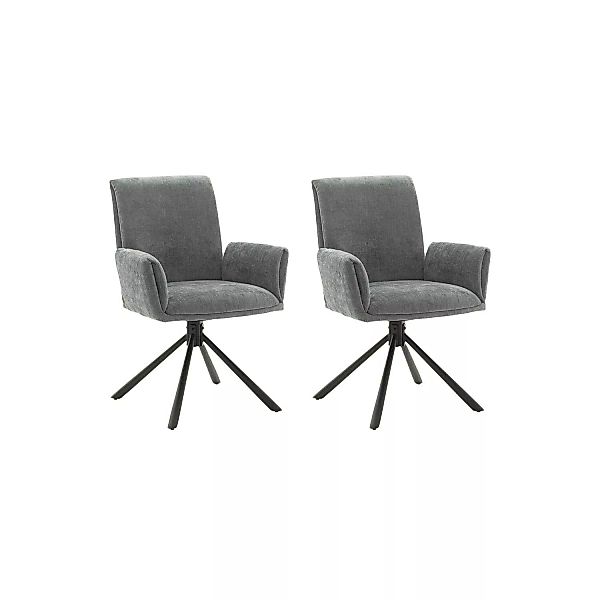 Esszimmer Armlehnenstühle 2er Set in grau SVELVIK-05, B/H/T ca. 61/86/63 cm günstig online kaufen