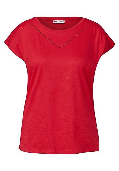STREET ONE T-Shirt – Kurzarmshirt mit U-Boot-Ausschnitt und Dropped Shoulde günstig online kaufen