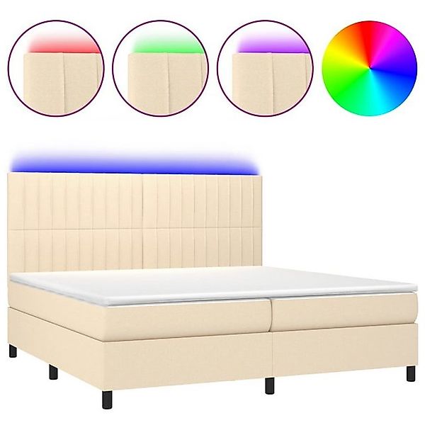 vidaXL Boxspringbett Boxspringbett mit Matratze LED Creme 200x200 cm Stoff günstig online kaufen