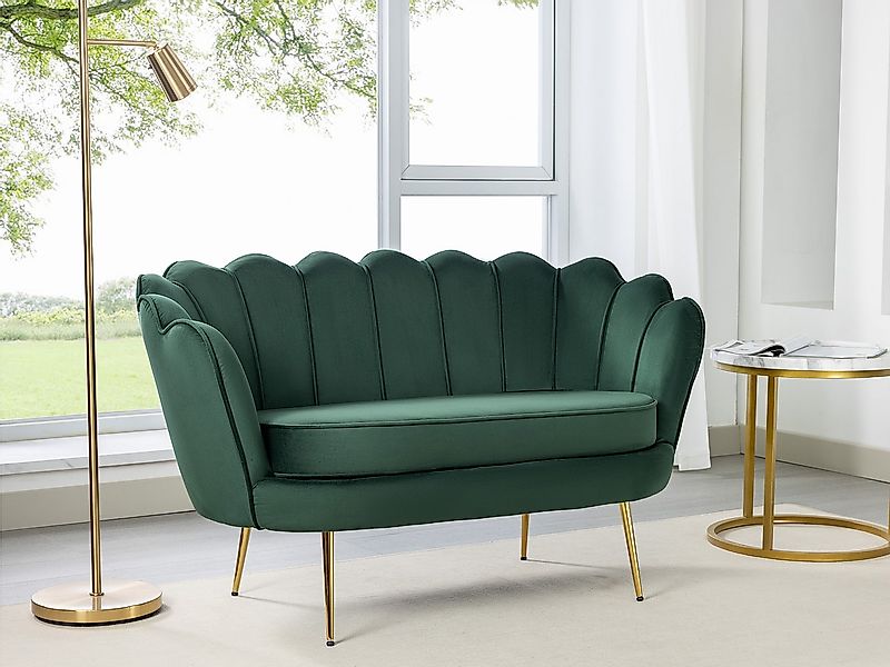 Muschelsofa 2-Sitzer - Samt - Tannengrün - DANDELION von Pascal Morabito günstig online kaufen