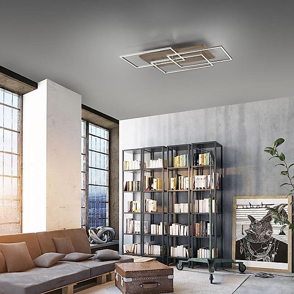 LED Deckenleuchte Palma in Natur-dunkel und Silber 3x 13,3W 2500lm günstig online kaufen