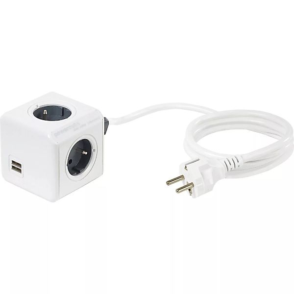 Steckdosenwürfel Power Cube 4-fach Weiß 1,5 m mit USB günstig online kaufen