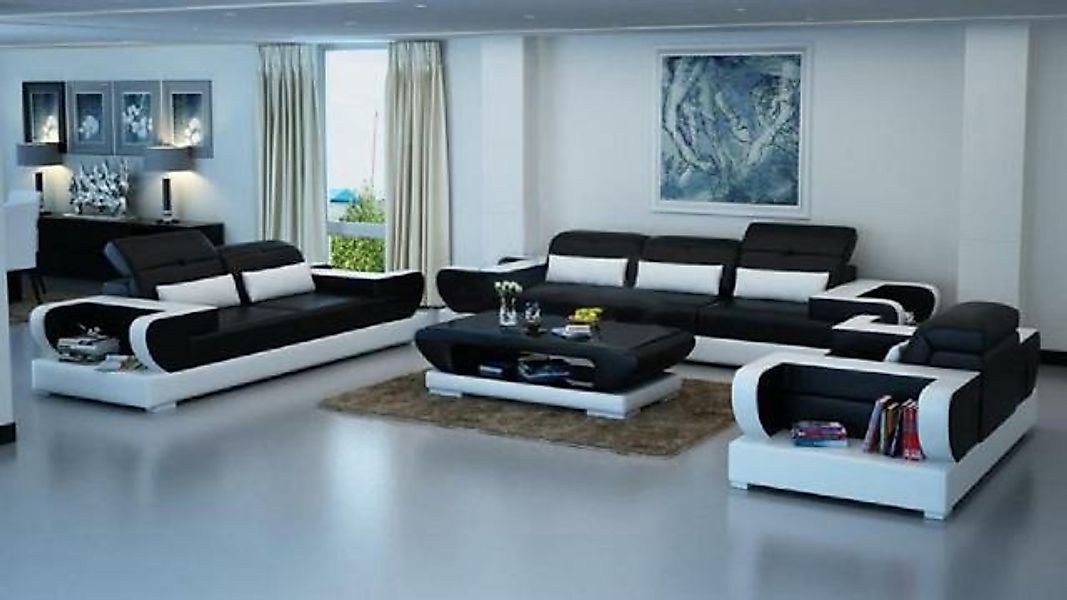 JVmoebel Sofa Schwarze Sofagarnitur Couch Polster Garnitur 3+2+1 Set Modern günstig online kaufen