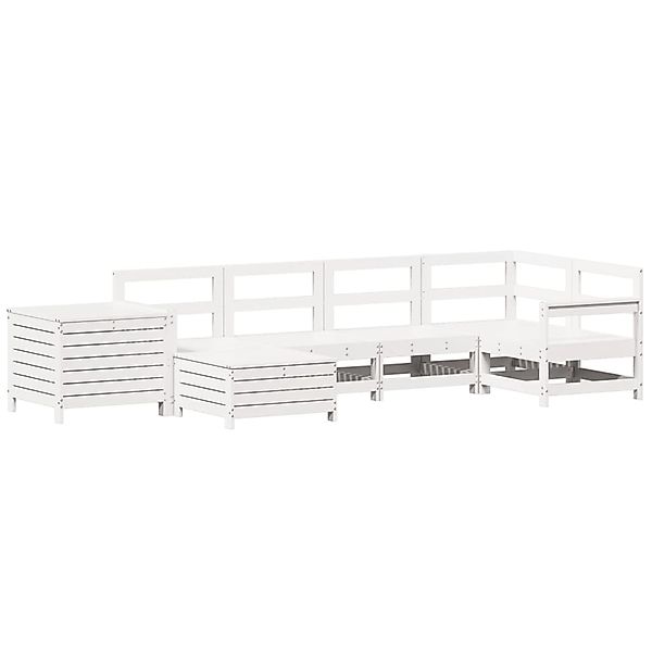 vidaXL 7-Tlg Garten-Sofagarnitur Weiß Massivholz Kiefer 3250977 günstig online kaufen