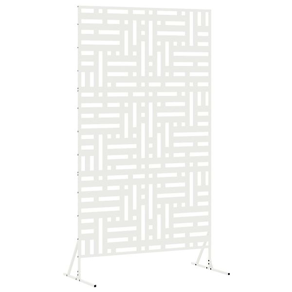 vidaXL Gartenzaun Großes Metallzaunpanel Weiß Pulverbeschichteter günstig online kaufen