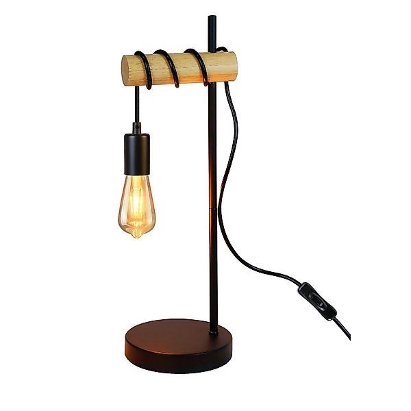 Nettlife Tischleuchte Holz Nachttischlampe Vintage Schwarz günstig online kaufen