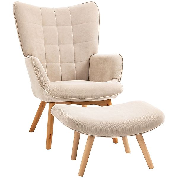 HOMCOM Relaxsessel Loungesessel mit Hocker, Armlehnstuhl günstig online kaufen