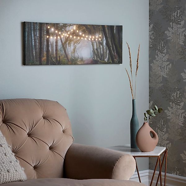 Art for the home LED-Bild "Waldspaziergang LED 30x90cm", Wald-Natur, (1 St. günstig online kaufen