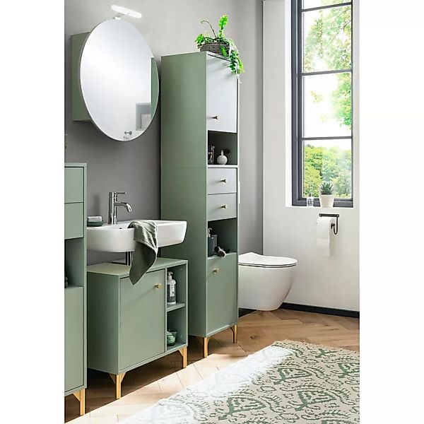 Badezimmer Waschplatz Set inkl. Hochschrank ANGERS-80 in mint, B/H/T: ca. 1 günstig online kaufen