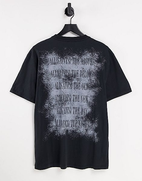 AllSaints – T-Shirt in Schwarz mit Schatten-Logoprint günstig online kaufen
