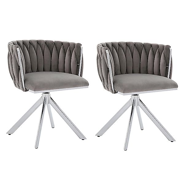 Set aus 2 Velours-Drehstuhl, 180°-Schwenkfunktion, Ergonomische Rückenunter günstig online kaufen