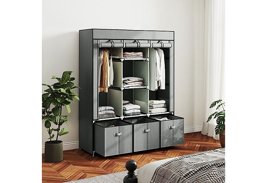 HOMCOM Stoffschrank mit Kleiderstangen, Schubladen, Reißverschluss (faltbar günstig online kaufen