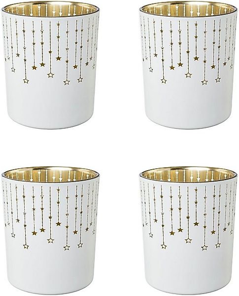 Creativ deco Teelichthalter Weihnachtsdeko (4 St), mit goldfarbener Innense günstig online kaufen