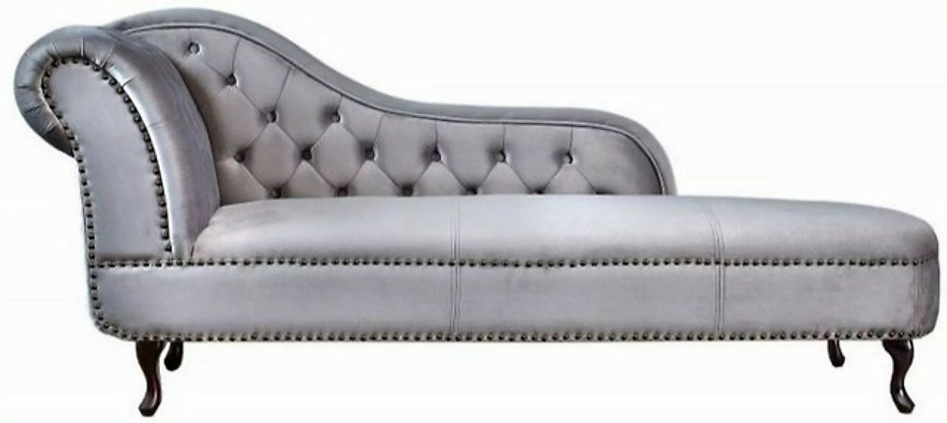 Casa Padrino Chesterfield-Sofa Chesterfield Recamiere / Chaiselongue Silber günstig online kaufen