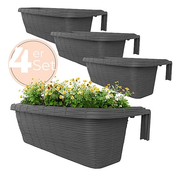 GarPet Balkonkasten 4er Set Blumen Kasten Balkon Geländer Wasserspeicher Ra günstig online kaufen