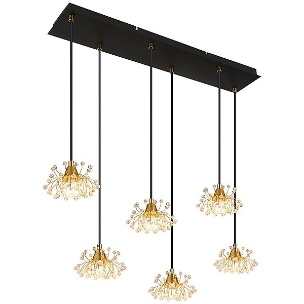 GLOBO Pendelleuchte FIORE 16054-6H schwarz gold Metall Acryl B/H/L: ca. 24x günstig online kaufen