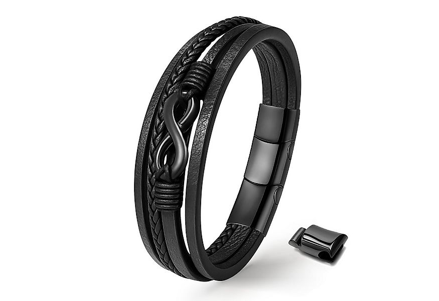 UNIQAL.de Lederarmband Unisex Schwarz & Silber mit Unendlichkeit Symbol – „ günstig online kaufen