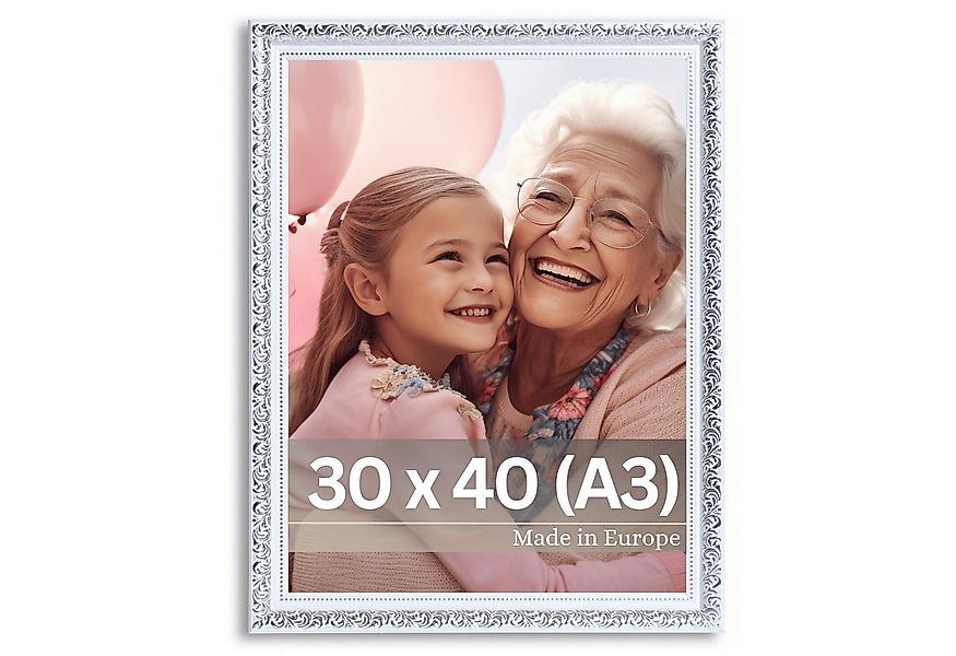 Victor (Zenith) Bilderrahmen Rubens, Bilderrahmen 30x40 cm Weiß Silber, Bil günstig online kaufen