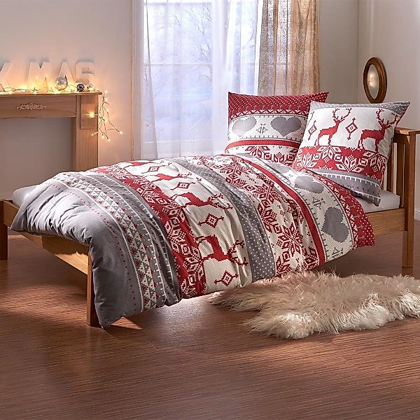 TRAUMSCHLAF Bettwäsche Hirsch, Flanell, 2 teilig, günstig online kaufen