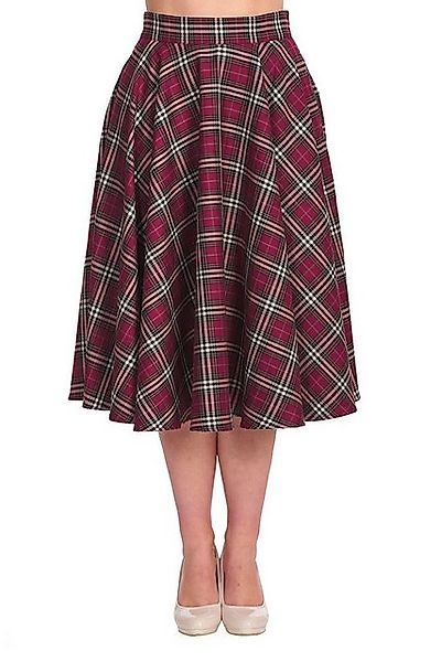 Banned A-Linien-Rock Winter Check Rot Kariert Retro Vintage Swing Skirt günstig online kaufen