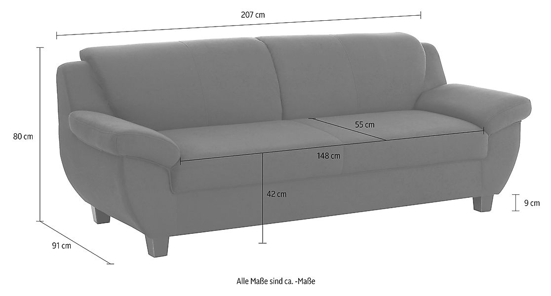 Home affaire 3-Sitzer "Yesterday Couch, B/T: 207/91 cm, belastbar bis 140kg günstig online kaufen