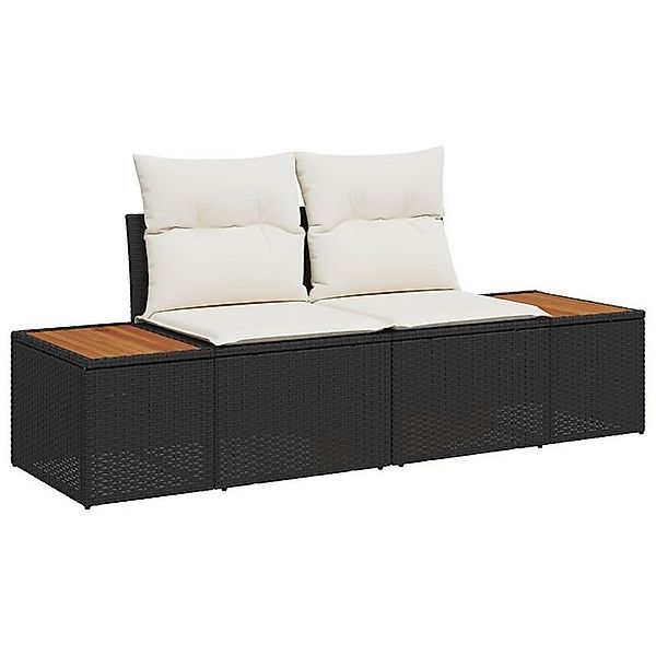 vidaXL Loungesofa Gartensofa 2-Sitzer mit Kissen Schwarz Poly Rattan, 1 Tei günstig online kaufen