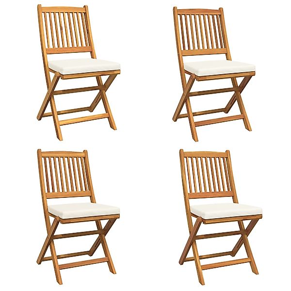 vidaXL Garten-Klappstühle mit Weißen Kissen 4 Stk Massivholz Akazie 3329121 günstig online kaufen