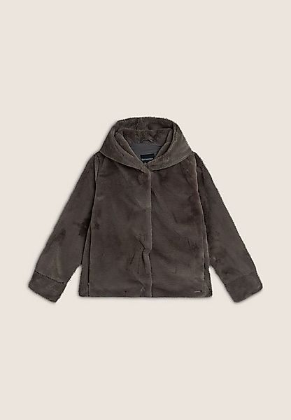 Freddy Plüschjacke Freddy Kunstfelljacke mit Kapuze Grau günstig online kaufen