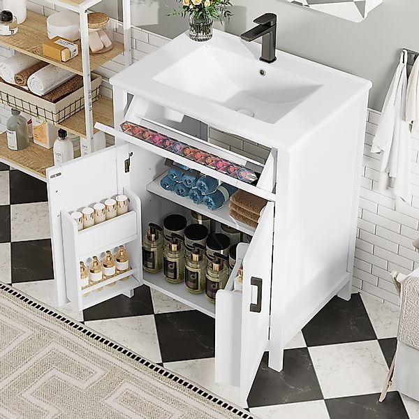 STILVORA Waschbeckenschrank Badezimmerschrank mit Keramikwaschbecken,Waschb günstig online kaufen