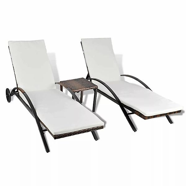 Sonnenliegen Mit Tisch Poly Rattan Braun günstig online kaufen