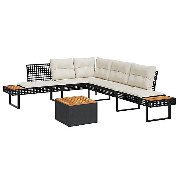 vidaXL 2-Tlg Garten-Sofagarnitur mit Kissen Schwarz Poly Rattan 3277497 günstig online kaufen