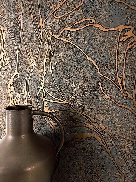 Newroom Vliestapete Fozia Black Copper Tapete Mustertapete Grafik,Linien,Le günstig online kaufen