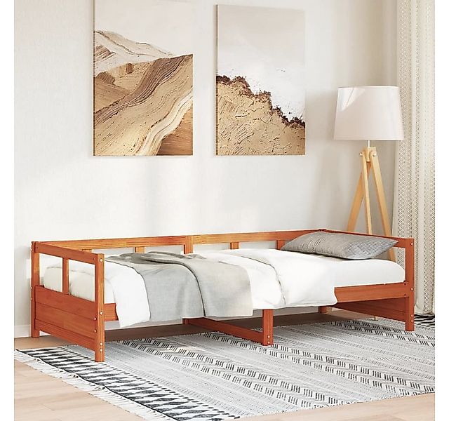 vidaXL Bett, Tagesbett ohne Matratze Wachsbraun 90x200 cm Massivholz Kiefer günstig online kaufen