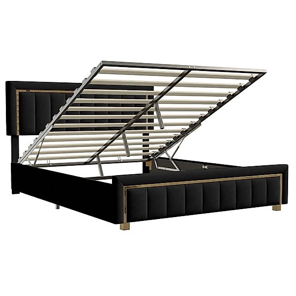 PXloue Polsterbett Hydraulisch Stauraumbett 140x200  Goldkanten Kopfteil Sc günstig online kaufen