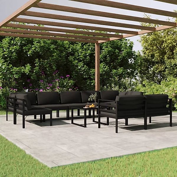 Vidaxl 10-tlg. Garten-lounge-set Mit Kissen Aluminium Anthrazit günstig online kaufen