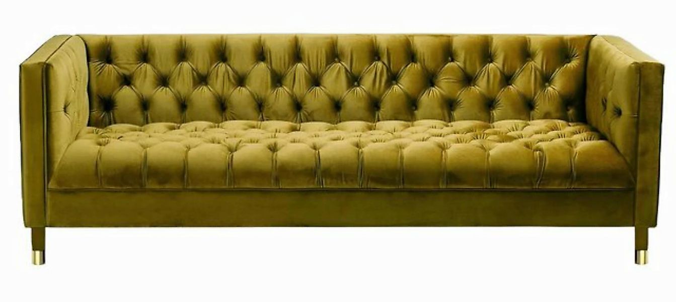 Xlmoebel Sofa Neu Moderne Gelbe Textil-Dreisitzer Chesterfield-Wohnzimmerco günstig online kaufen