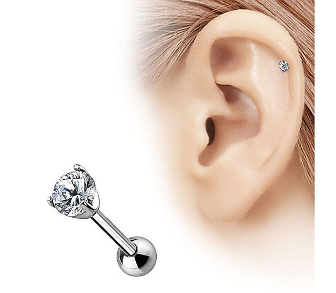 Taffstyle Piercing-Set Echt 585 Gold Tragus Helix Daith klaren Kristall, Pi günstig online kaufen