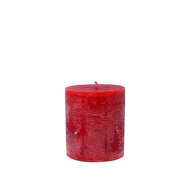 B&S Stumpenkerze Rustikkerze durchgefärbt rot mamoriert günstig online kaufen