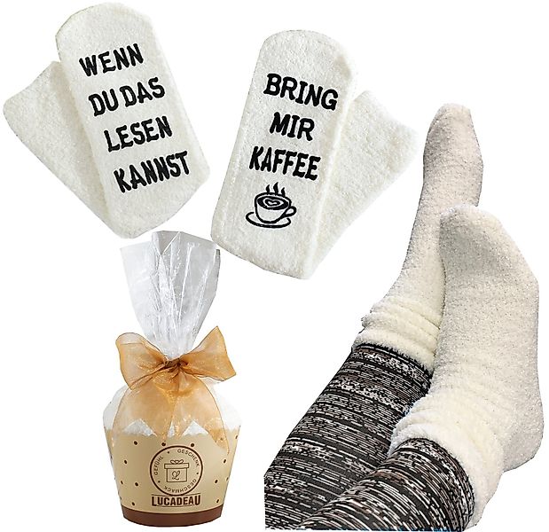 Lucadeau Kuschelsocken mit Spruch "bring mir günstig online kaufen