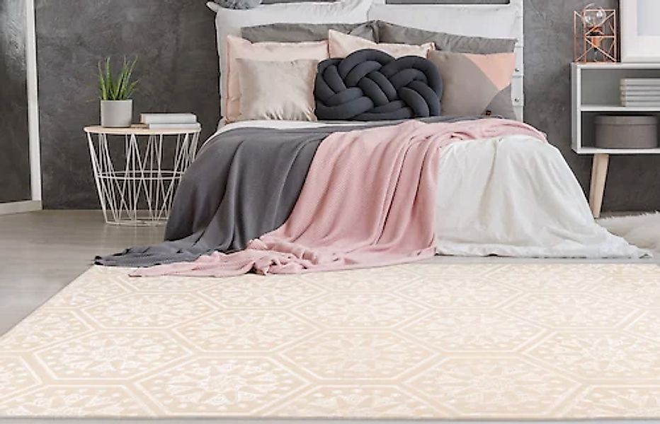 my home Teppich »Stina«, rechteckig, 7 mm Höhe, Hoch-Tief-Effekt, mit Muste günstig online kaufen