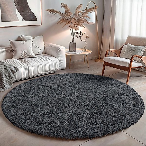 OTTO home Hochflor-Teppich "Banji" rund 37 mm Höhe Uni Farben, weich und fl günstig online kaufen