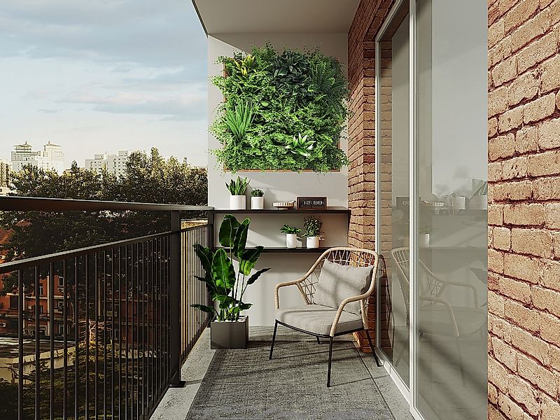 Pflanzenbild künstlich - 55 x 55 cm - Rahmen Holzfarben, Blätter Grün - VEG günstig online kaufen