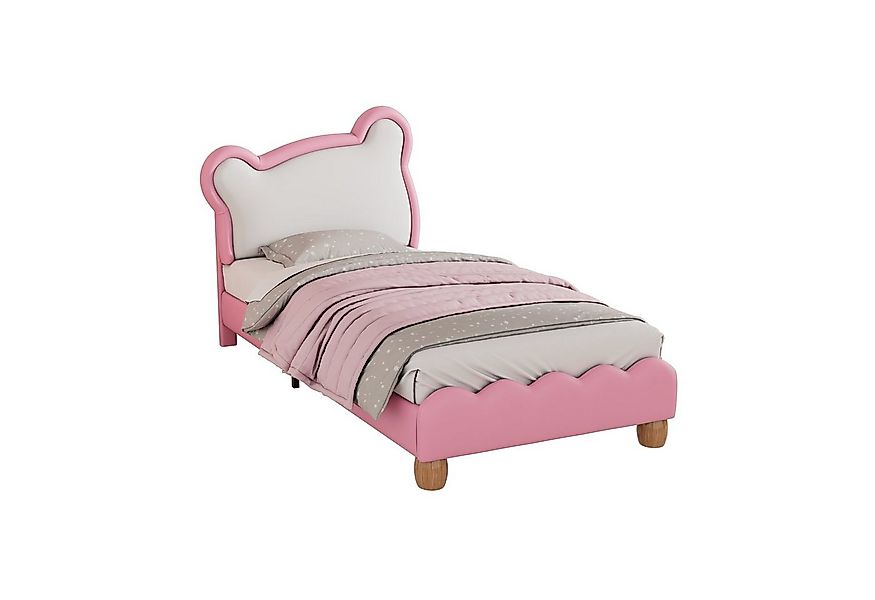 OKWISH Polsterbett Kinderbett mit kuscheligem Bärenkopfteil, Holzlattenrost günstig online kaufen