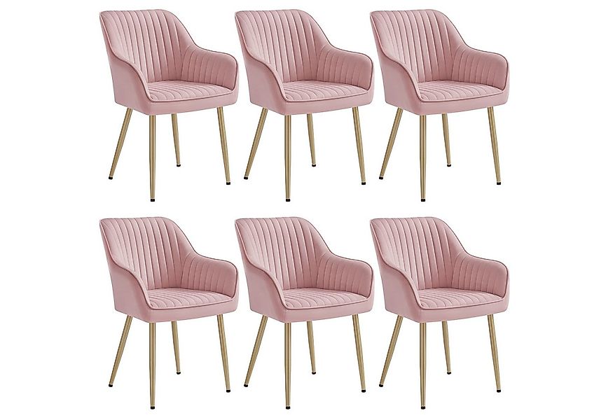 SONGMICS Esszimmerstuhl (6 St), Polsterstuhl mit Metallbeine, Samt, für Sch günstig online kaufen
