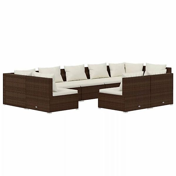 Vidaxl 9-tlg. Garten-lounge-set Mit Kissen Braun Poly Rattan günstig online kaufen