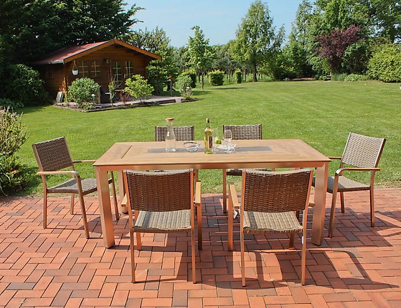 Garden Pleasure Garten-Essgruppe "FLORENCE" 7 Stk. tlg. mit platzsparenden günstig online kaufen