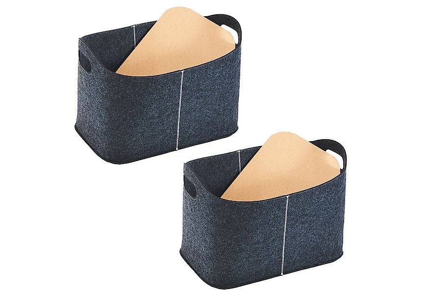 Kobolo Kaminholzkorb Aufbewahrungskörbe 2er Set mit Grifflöchern - Filz (oh günstig online kaufen