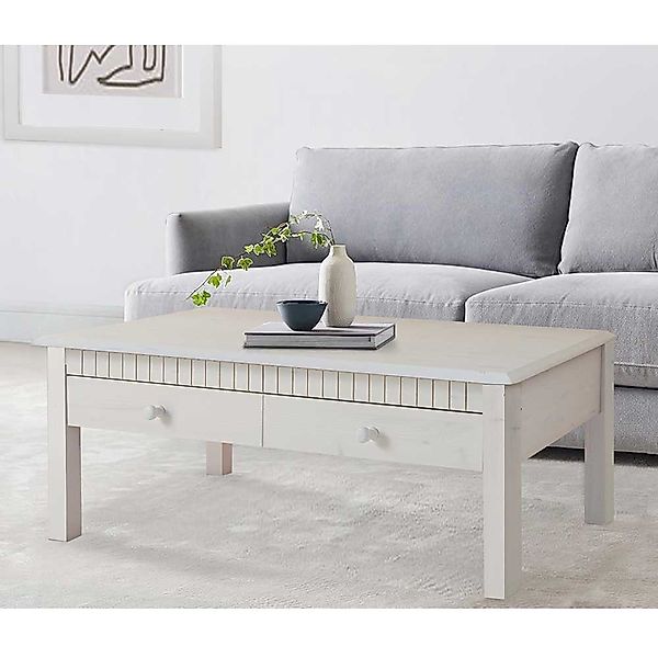 Landhausstil Couchtisch in Weiß Kiefer Massivholz günstig online kaufen