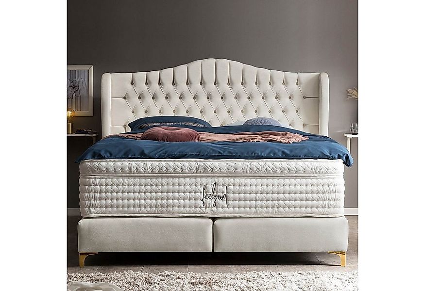 BettCo Boxspringbett Maison (in Creme Samt, 160 x 200 cm), Chesterfield, To günstig online kaufen