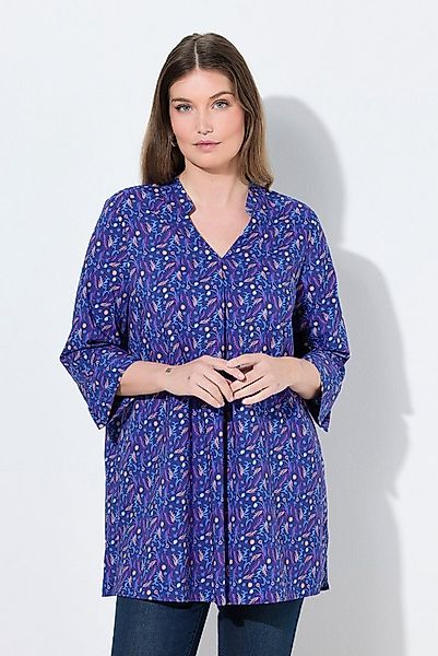 Ulla Popken Longbluse Tunika Paisleymuster V-Ausschnitt 3/4-Arm günstig online kaufen